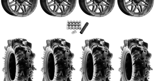 Terache Aztex XL 30x9-14 (8ply) Tires on MSA M26 Vibe Dark Tint Wheels